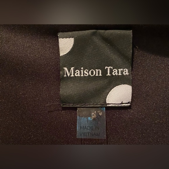 Maison Tara Dottie Faux Wrap Chiffon Midi Dress 3/4 Balloon Sleeves & Waist Sash - Picture 9 of 10